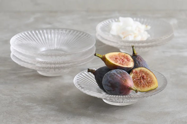 Pressed Clear Glass Small Plates - Set of 6