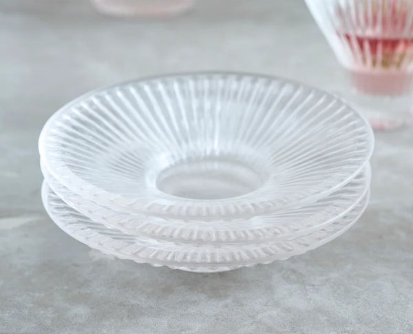 Pressed Clear Glass Small Plates - Set of 6