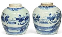 Pair of Chinese Ginger Jars without Lids, Antique