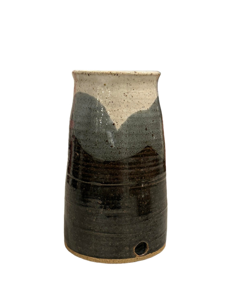 Black/Blue/White Glazed Pottery Vase - Anecdote