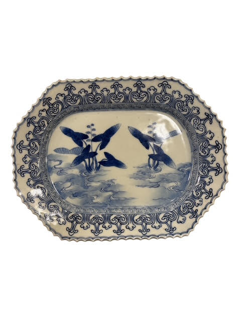 Blue and White Scalloped Tray, Vintage - Anecdote