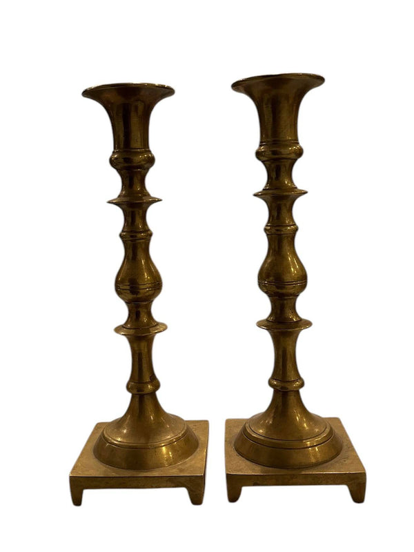 Brass Candlesticks, Pair, Antique - Anecdote