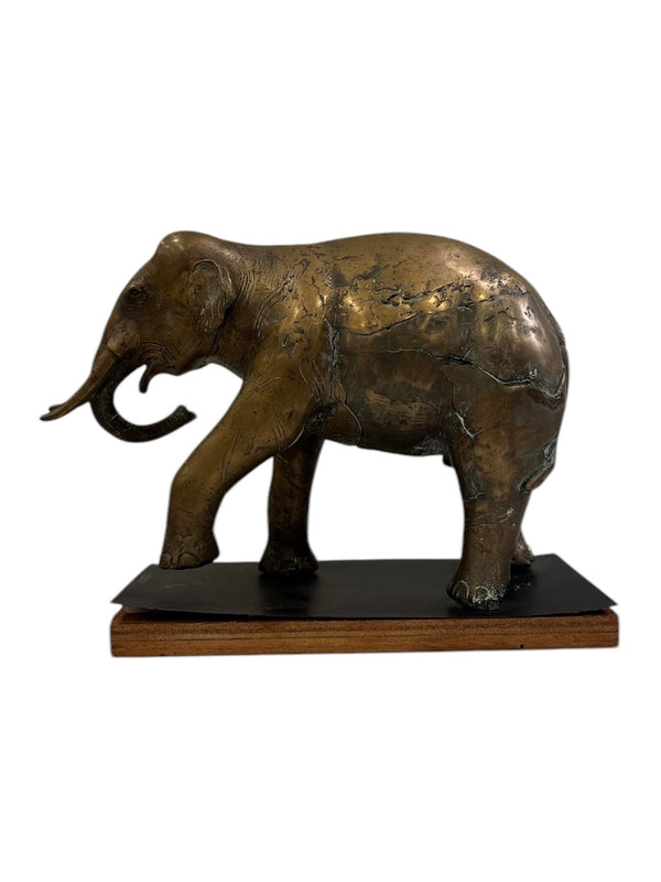 Burmese Bronze Elephant Statue, Vintage - Anecdote