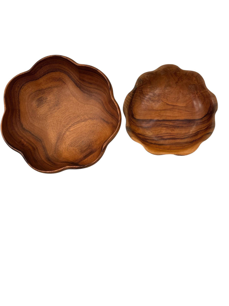 Carved Wooden Flower Shaped Bowls - Anecdote