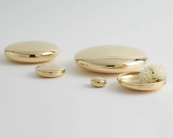 Flat Round Brass Nesting Boxes - Set of 5 - Anecdote