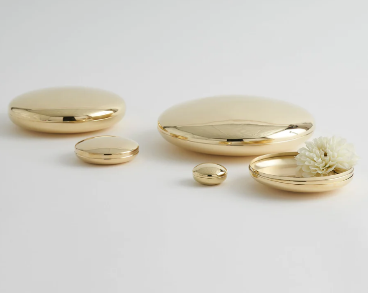 Flat Round Brass Nesting Boxes - Set of 5 - Anecdote