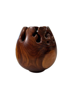 Intricately Carved Wooden Vase - Anecdote