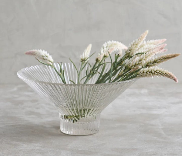 Pressed Clear Glass Low Bowl - Anecdote