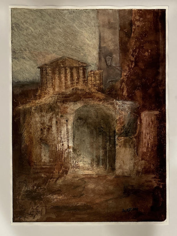 Roman Building, Oil on Paper - Anecdote