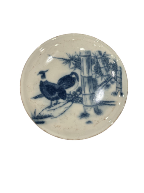 Round Porcelain Box with Pheasant Motif