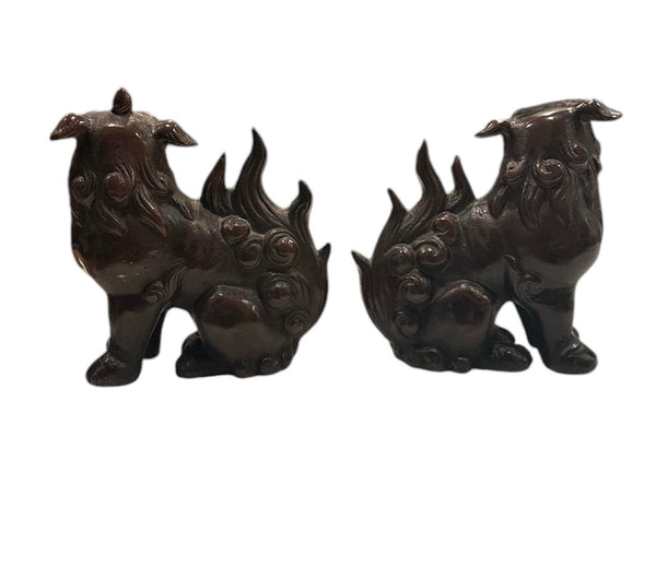 Pair of Chinese Iron Guardian Lions, Vintage