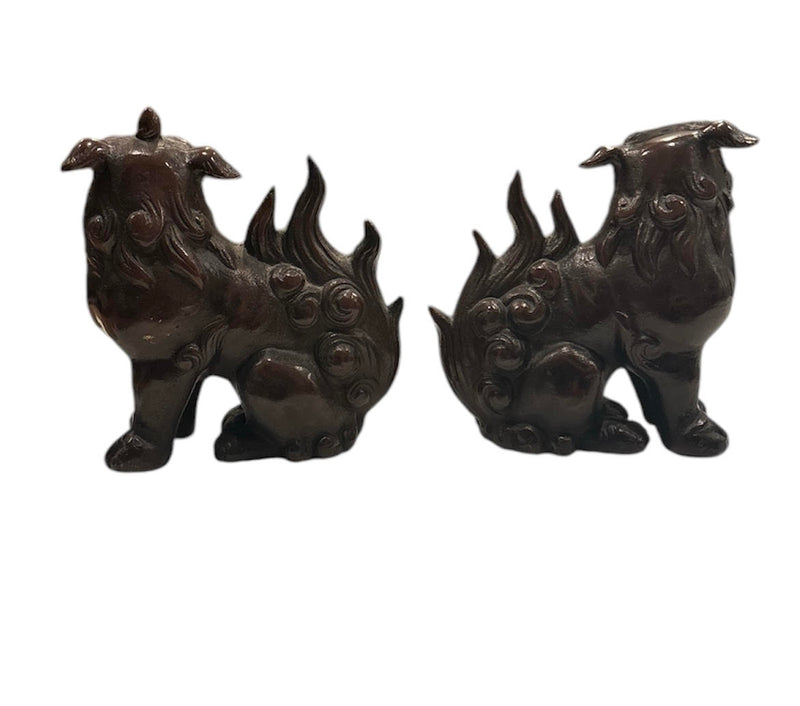 Pair of Chinese Iron Guardian Lions, Vintage