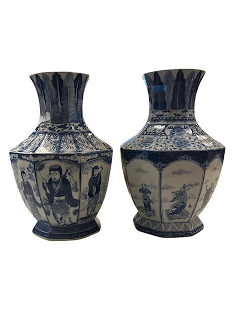 Chinese Blue and White Porcelain Baluster Vases