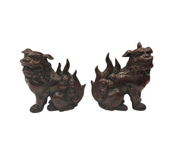 Pair of Chinese Iron Guardian Lions, Vintage