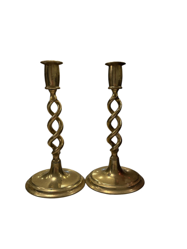 Twisted Brass Candlestick Holders