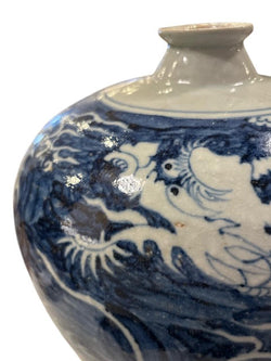 Blue and White Mei Ping Dragon Vase