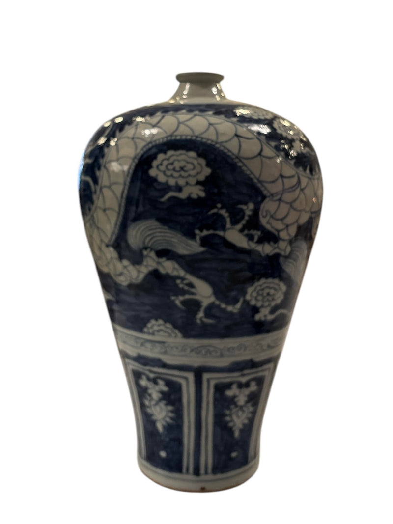 Blue and White Mei Ping Dragon Vase