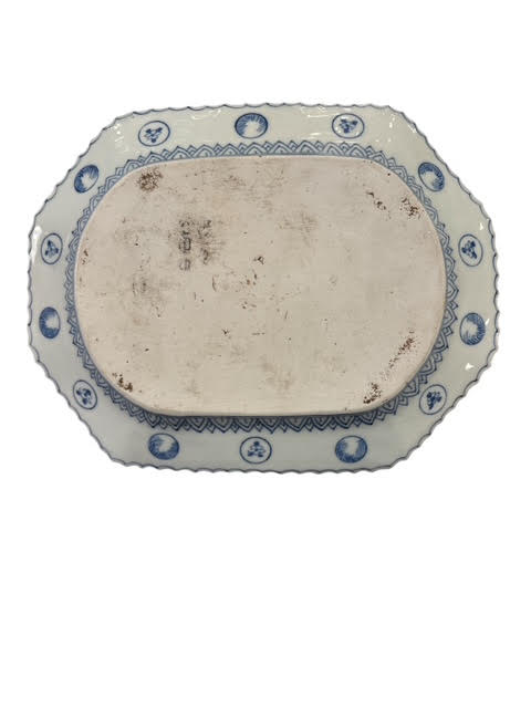 Blue and White Scalloped Tray, Vintage