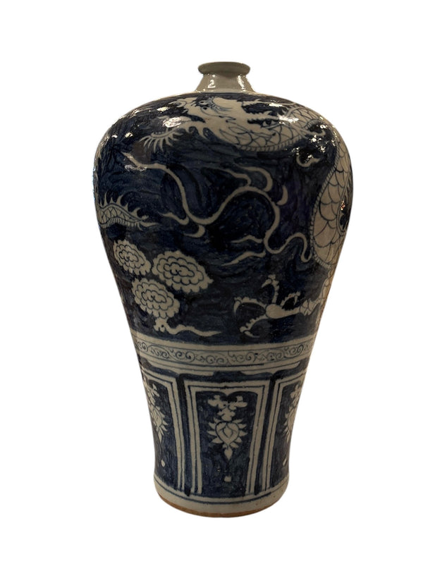 Blue and White Mei Ping Dragon Vase