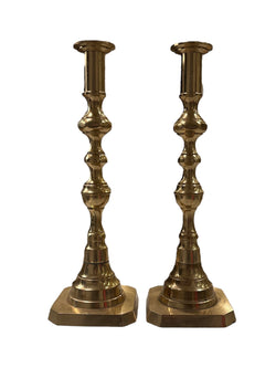 Vintage Brass Candlesticks, Pair