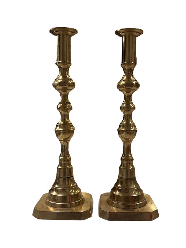 Vintage Brass Candlesticks, Pair - Anecdote