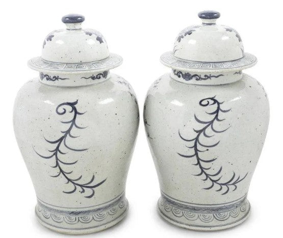 Chinese Blue and White Jars with Lids