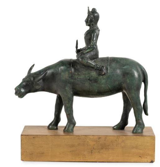 Bronze Figure on a Water Buffalo