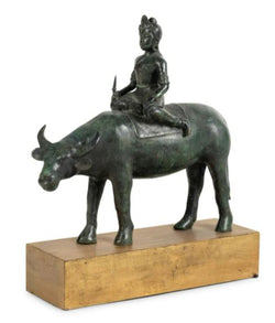 Bronze Figure on a Water Buffalo