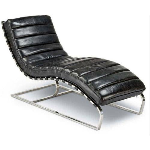 Black Leather Chaise Lounge - Anecdote