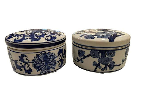 Blue & White Chinoiserie Round Boxes - Anecdote