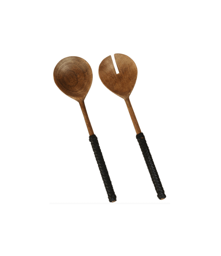 Leather Wrapped Salad Servers - Anecdote