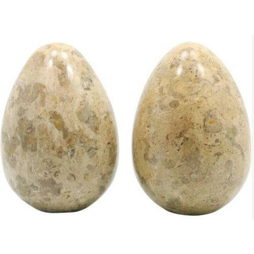 Polished Beige Marble Egg Sculptures - Anecdote