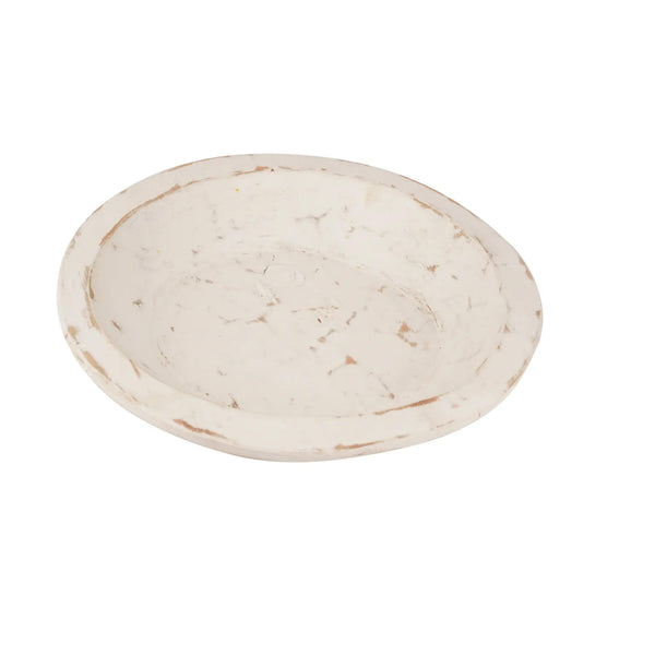 Wooden Dough Bowl - White