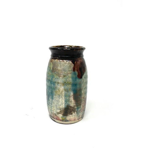 Brown/Blue/Metallic Gazed Vase