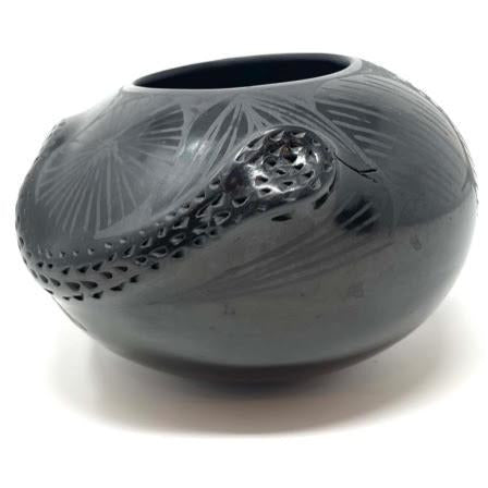 Round Blackware Snake Bowl, large